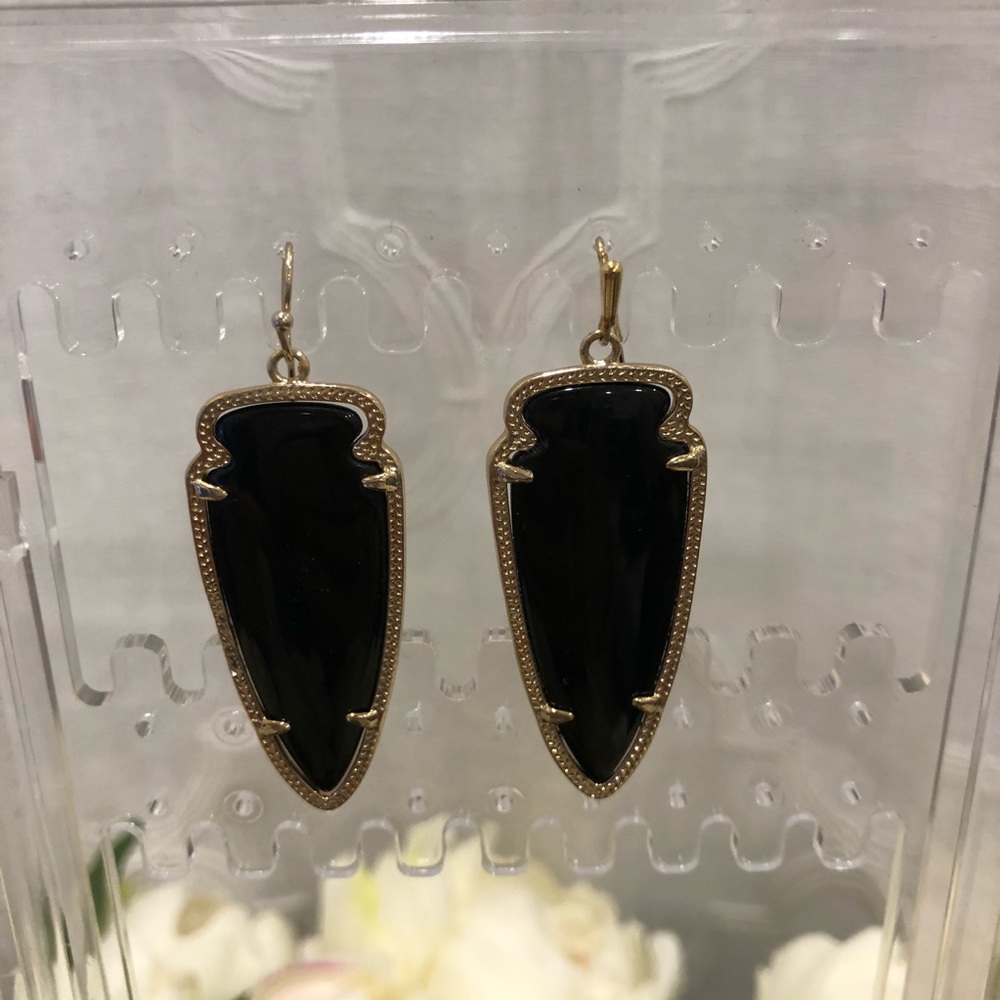 Kendra Scott Black & Gold Arrowhead Earrings